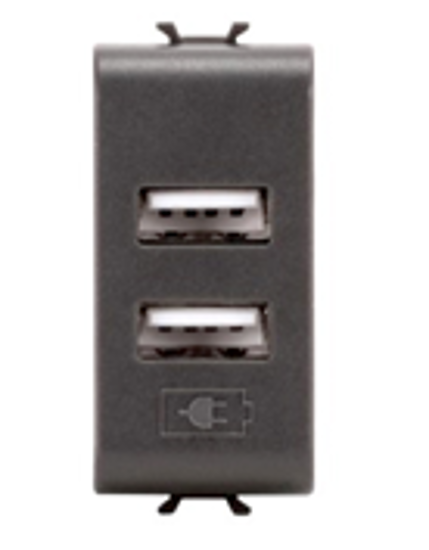 Picture of DOUBLE USB SOCKET OUTLET 1 M 2.1A ANTHRACITE