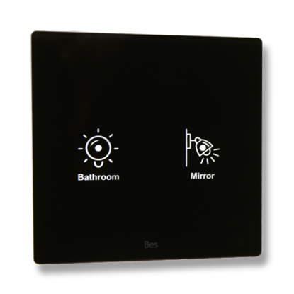 Picture of Cubik-SQ2 black Design push-button 2 areas - Temp and humidity sensor